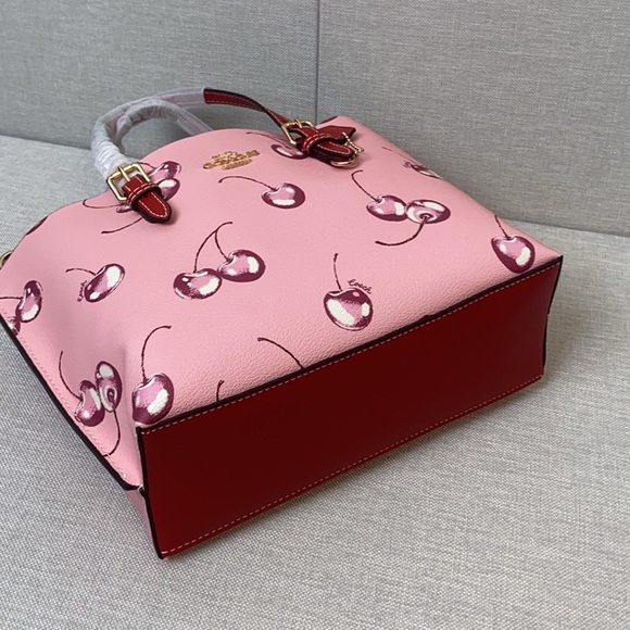 🍏🍏Coach Mollie  Tote Bag 25 With Cherry Print Crossbody Strap - Picture 5 of 9